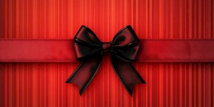 红色背景上的精美黑蝴蝶结