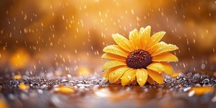 雨中向日葵 独绽的绚烂之美