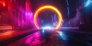 霓虹幻彩的未来都市之路