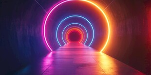 霓虹隧道 梦幻炫彩光影之路