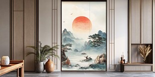 中式山水意境玄关装饰画