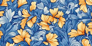 蓝底黄花精美花卉图案