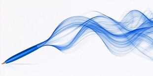 蓝色铅笔绘出飘逸线条