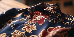 复古花纹衬衫细节特写