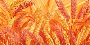 金色麦浪丰收景象插画