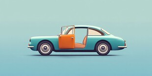 复古敞篷汽车侧面展示图