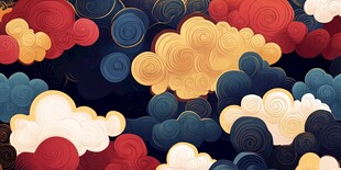 中式多彩祥云图案背景