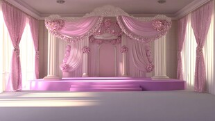 梦幻粉色浪漫婚礼舞台场景