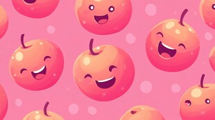 可爱笑脸苹果无缝图案