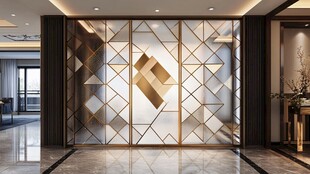 现代几何风金属屏风隔断