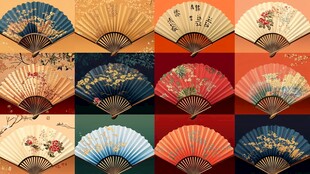 精美古风折扇展示