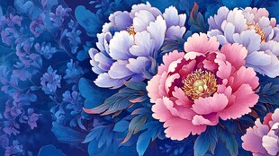 绚丽牡丹花卉图