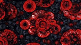 深红黑底螺旋花纹图案