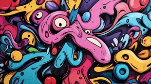 色彩斑斓的奇幻卡通涂鸦世界