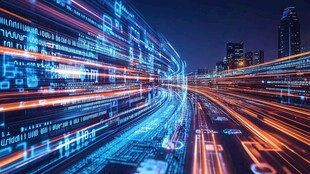 科技感城市道路光影夜景