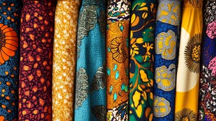 多彩印花布料展示