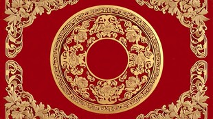 中式红金传统花纹装饰图案