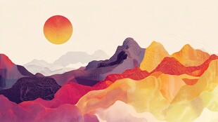 绚丽山间日出美景