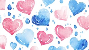 水彩爱心水滴图案背景