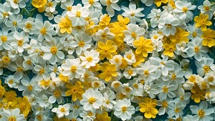 繁花簇拥的黄白小花世界