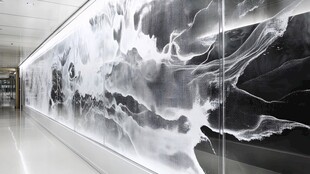 黑白水墨风走廊艺术墙绘