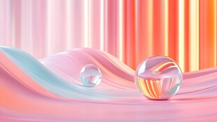 梦幻渐变背景下的透明球体