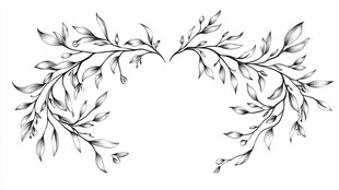 黑白手绘枝叶装饰图案