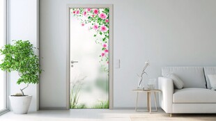 浪漫花卉装饰的清新房门