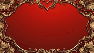红色金框背景 浪漫心饰