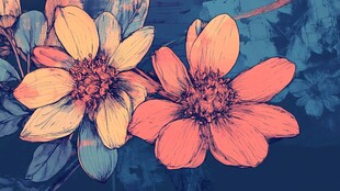 复古风手绘花卉插画