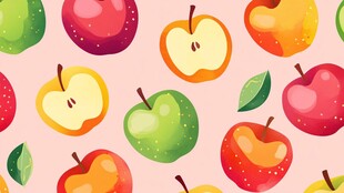 多彩苹果无缝图案背景