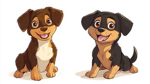 可爱双色小狗萌趣形象