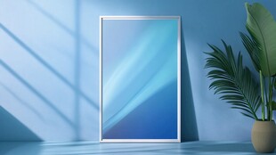 简约室内画框与绿植场景