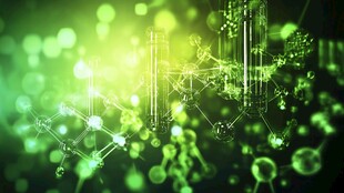 科技感绿色分子结构背景图