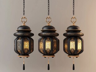 复古中式风悬挂灯笼灯具