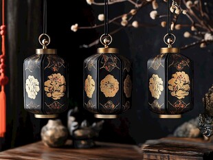 中式古风精致花纹小灯笼