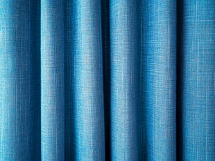 蓝色纹理窗帘特写