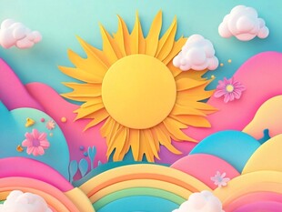 梦幻夏日风光插画