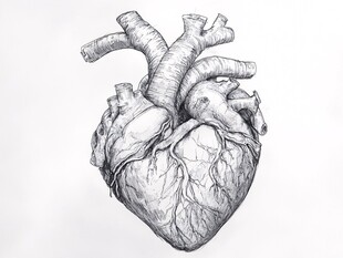 手绘人体心脏解剖图