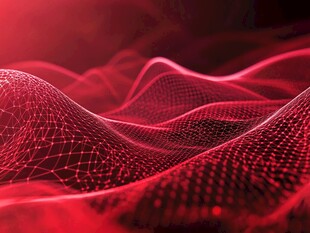 红色科技感波动网状背景图
