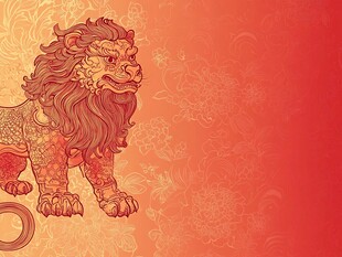 中式瑞兽狮子传统背景图