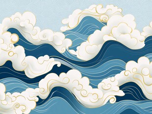 中式海浪云纹精美图案