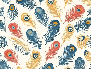 多彩孔雀羽毛无缝图案