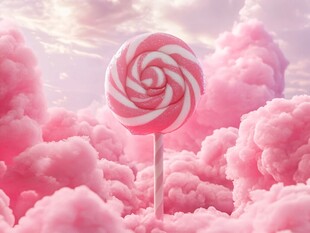 梦幻粉云间的甜蜜棒棒糖