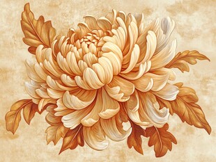 复古风盛开的金黄大菊花