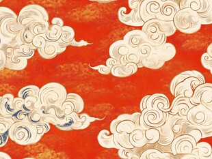 中式云纹红底精美图案