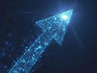 蓝色粒子箭头向上奋进