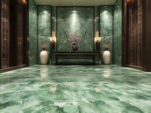 奢华绿玉石室内玄关空间