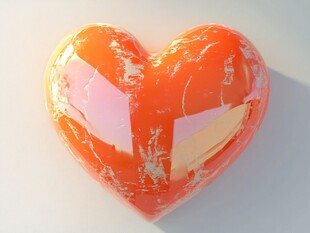 橙色爱心3D渲染图