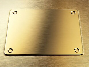 金色金属铭牌特写